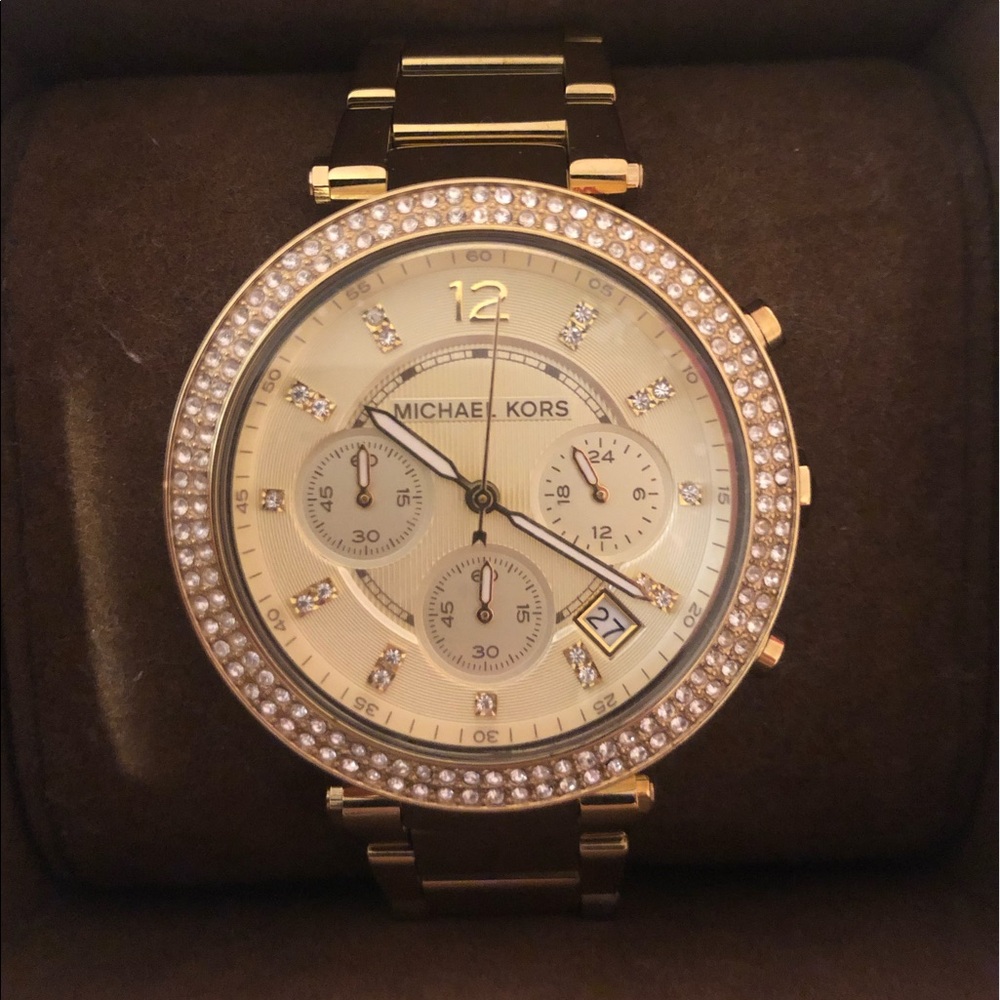 Michael Kors Gold-Tone Glitz Parker Watch